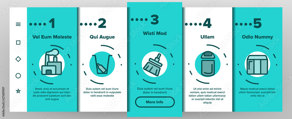 Poster dumpster, garbage container onboarding mobile app page screen vector. dumpster, trash illustrations.