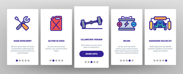 Car Service Linear Vector Icons Set. Car Repair Shop Onboarding Mobile App Page Screen. Auto Maintenance Pictograms Collection. Automobile Assistance Workshop. Garage Equipment Outline Illustrations