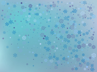 Winter blue background with snowflakes. Vector illustration. Chr