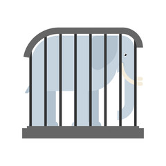 Elephant in cage. bishop at zoo. Vector illustration