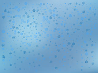 Winter blue background with snowflakes. Vector illustration. 