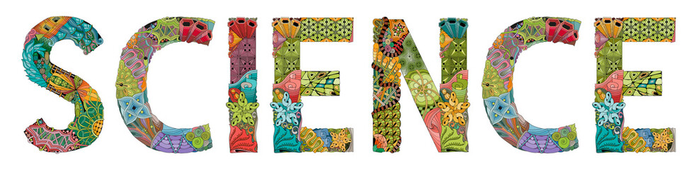 Word Science. Vector zentangle object for decoration