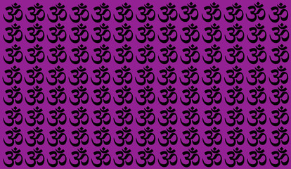 Pink Background with Traditional Indian symbols: mantra, om, ganesh. Seamless pattern with Spiritual Yoga Symbol of Om, Aum ,Ohm India symbol Meditation, yoga mantra hinduism buddhism zen, icon.