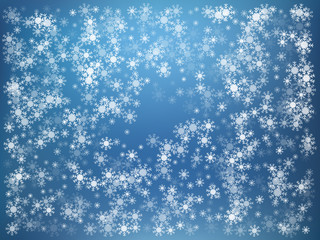 Winter blue background with snowflakes. Vector illustration. 
