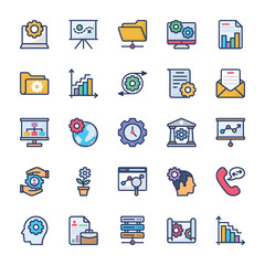 Corporate Management and Teamwork Glyph Icons 