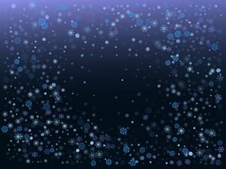 Winter dark blue background with snowflakes. Vector illustration.