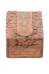 Vintage wooden jewelry box on a white background