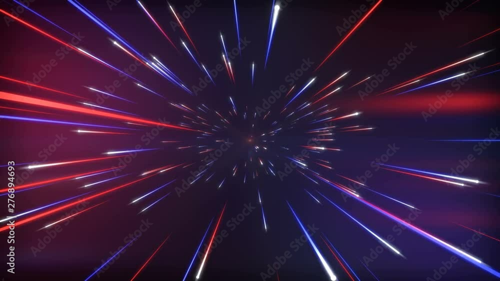 Leinwandbilder hyper jump flight in space. computer generated abstract cosmic background. red and blue glowing star