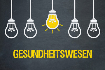 Gesundheitswesen / Tafel mit Glühbirnen