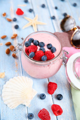 homemade ice cream with berries