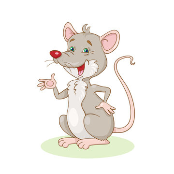 Funny rat. In cartoon style. isolated on white background.