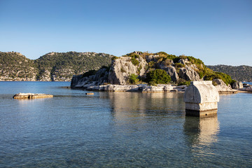 Kalekoy view in Kekova Gulf. Kekova is populer tourist destination in Turkey.