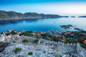 Kalekoy view in Kekova Gulf. Kekova is populer tourist destination in Turkey.