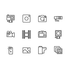 Video and photo camera setting icon simple symbols set. Contains icon action, mobile, photo, video camera. Portrait and photography for mobile app in social networks.
