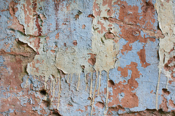 texture of old aged grunge peeling plaster colorful paint wall