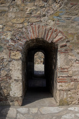 Tunel in wall on Medieval fortress in Smederevo, Serbia, on coast of Danube river.