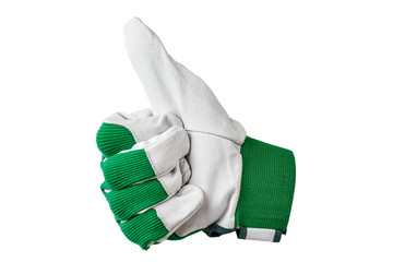 hand in work glove shows cool