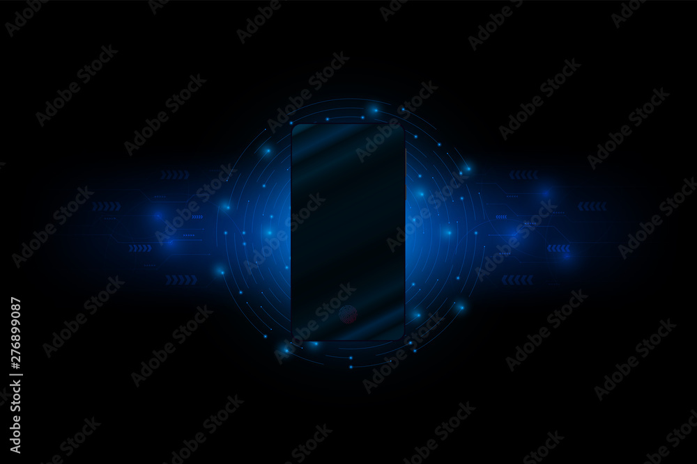 Poster smartphone connection of data for future.futuristic concept.vector and illustration