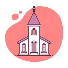 Church detailed icon vector illustration in monoline / line art style