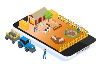Modern Isometric Smart Organic Farm System Illustration, Suitable for Diagrams, Infographics, Book Illustration, Game Asset, And Other Graphic Related Assets