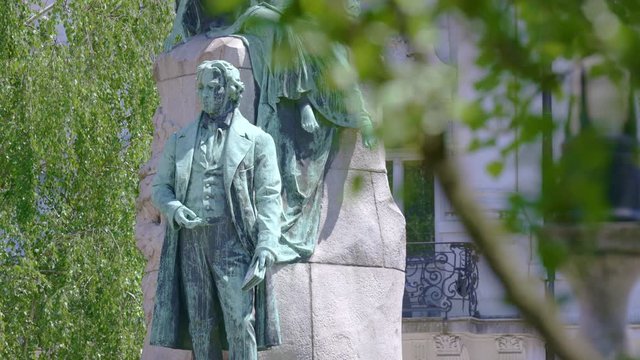 Statue of France Preseren on Presernov Trg Square Ljubljana, 4K