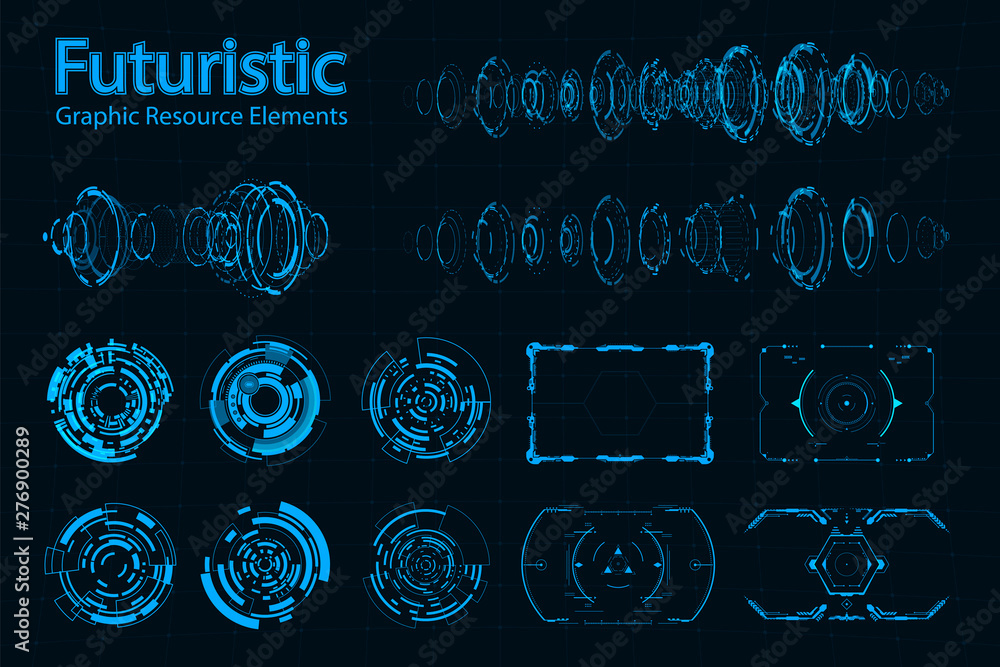 Poster abstract futuristic elements pack.future concept.vector and illustration