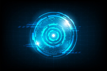 Abstract circle connection futuristic with flare light on grid background.Future concept.vector and illustration