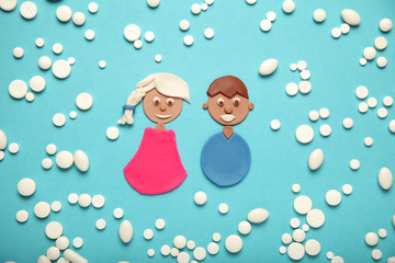 Kids, patients and medical pills, antibiotics and probiotics in treatment of child. Healthcare concept.