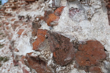 destroyed by time the brick walls of the ancient temple