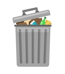 Trash can on white background