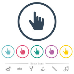 right handed pointing gesture flat color icons in round outlines