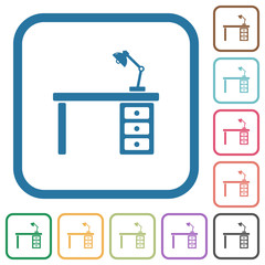 Desk with lamp simple icons
