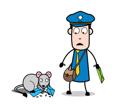 postman shocked by mouse eating mail clip art preview