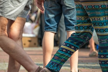 people at a flea market on the streets