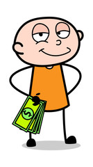 Fototapeta na wymiar Holding Money and Smiling - Cartoon thief criminal Guy Vector Illustration
