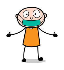 Surprised Face with Mask - Cartoon thief criminal Guy Vector Illustration