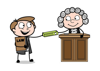 Cartoon Lawyer Passing a File to The Judge Vector Illustration - obrazy, fototapety, plakaty