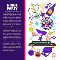 Dance club night party disco ball and limousine