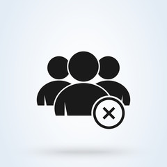 Fototapeta na wymiar Group with cancel, delete sign. Simple vector modern icon