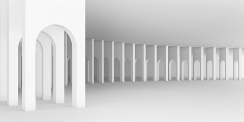 3d rendering arc rhythm in white color tone.