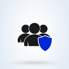 Shield Teamwork and Group. Simple vector modern icon design illustration.