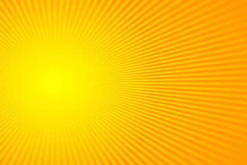 Sun rays, sunburst on yellow and orange color background. Vector illustration summer background design