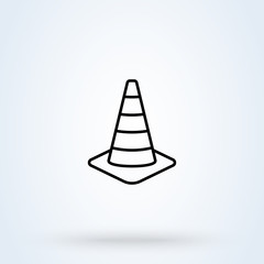 Fototapeta premium Traffic cone Safety outline art. Simple vector modern icon design illustration.