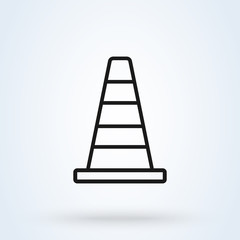 Traffic cone Safety outline art. Simple vector modern icon design illustration.