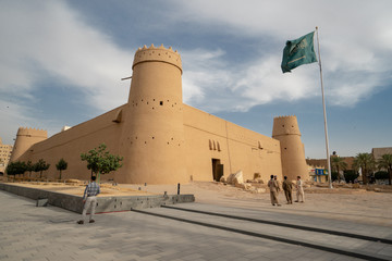 Al Masmak Fortress in Riyadh with Saudi flag, Saudi Arabia