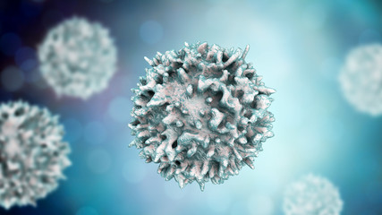 Obraz na płótnie Canvas Lymphocyte, 3D illustration. Closeup view of T-cell or B-cell