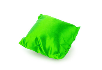 Bright green pillow isolated on white