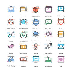 Broadcasting Flat Icons Pack 