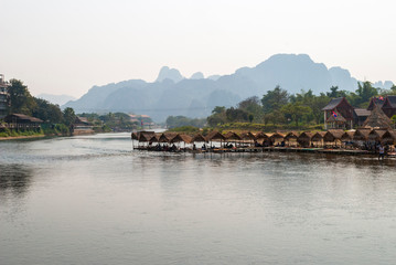 Fototapeta na wymiar Vang Vieng with the river, Laos