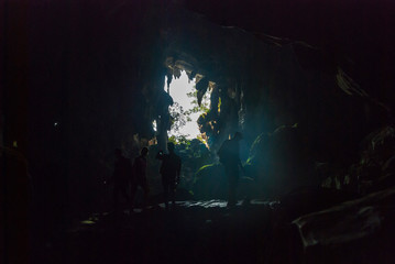 Exploring caves near Vang Vieng